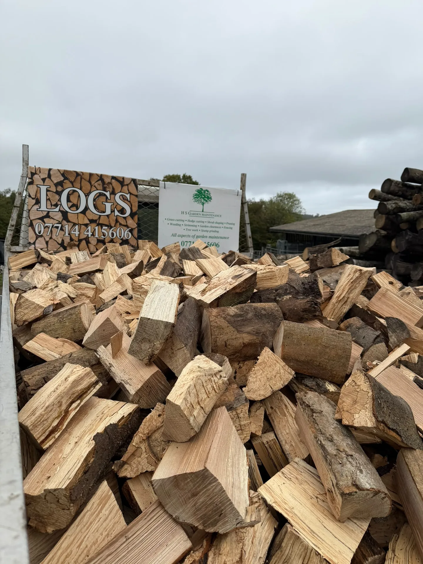 Close-Up of Split Hardwood Firewood on Tipper Bed